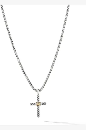 David Yurman 14kt yellow gold and sterling Petite X Cross necklace (24mm)