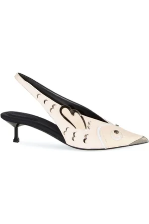 Puccini Studded leather slingback pumps