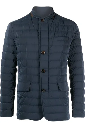 MOORER Quilted-finish buttoned-up coat