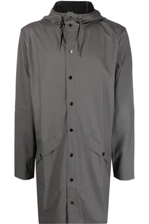 Rains Hooded stud-fastening raincoat