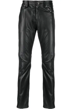 Amazoncom Bockle 1991 laceup leather pants men smooth leather black  Size W28L30  Clothing Shoes  Jewelry
