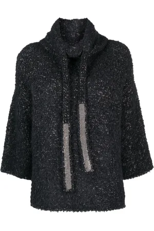 Fabiana Filippi Drawstring-neck three quarter-sleeve jumper