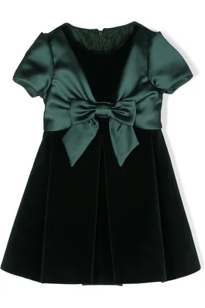 Lapin House Bow-detail flared velvet dress