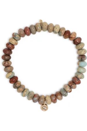 Sydney Evan 14kt yellow gold diamond charm jasper bracelet