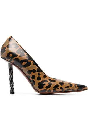 Vetements Drill-heel leopard-print pumps
