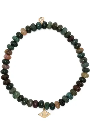 Sydney Evan 14kt yellow gold Evil Eye agate beaded bracelet
