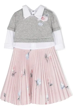 Lapin House Floral-appliqu?? long-sleeved dress