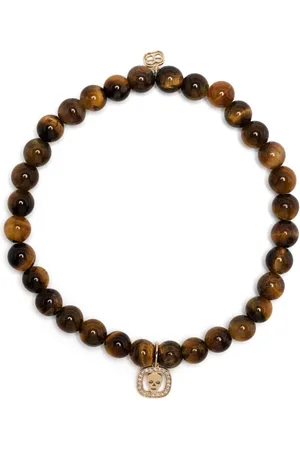 Sydney Evan 14kt yellow gold tiger eye charm bracelet