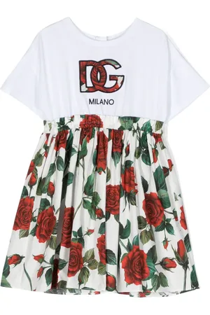 Dolce & Gabbana Rose-print cotton midi-dress