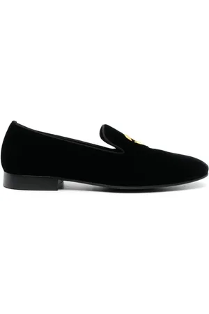 Roberto Cavalli Monogram-motif velvet loafers