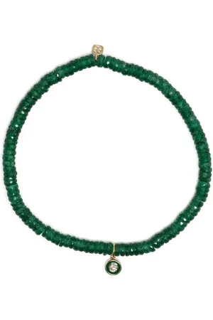 Sydney Evan 14kt yellow gold aventurine beaded bracelet