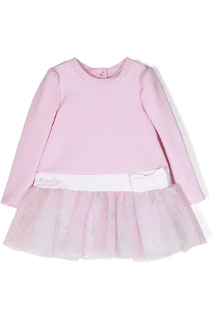 MONNALISA Logo-embroidered flared dress