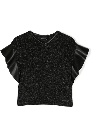 MONNALISA Metallic-threading panelled blouse