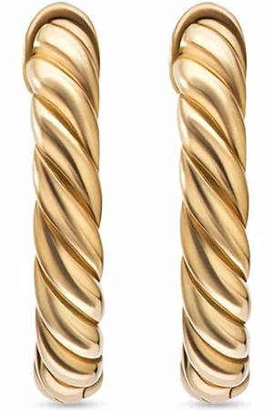 David Yurman 18kt yellow Sculpted Cable Micro huggie hoop earrings (10.7mm)