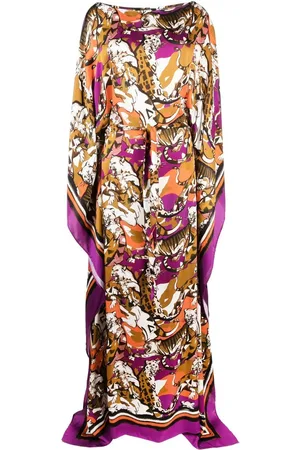 Roberto Cavalli Draped animal-print maxi dress