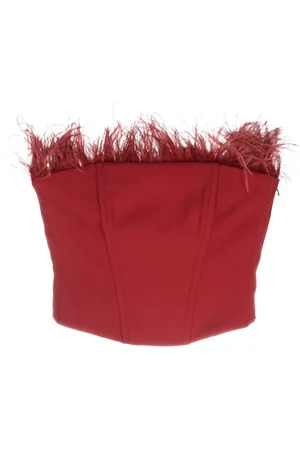 Patrizia Pepe Feather-detailing strapless top