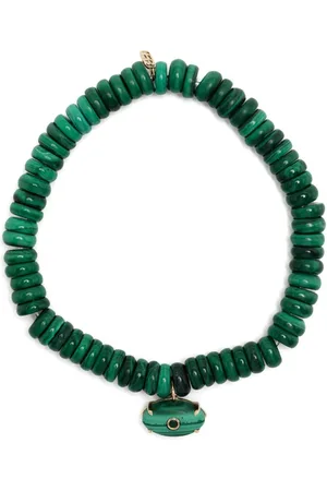 Sydney Evan 14kt yellow gold malachite beaded bracelet