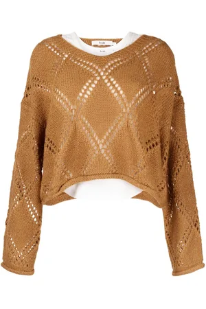 B+AB Open-knit V-neck jumper