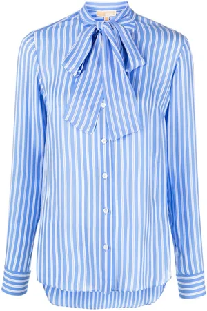 Michael Kors Striped pussy-bow shirt