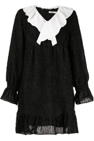 B+AB Ruffle-detailing textured-finish dress