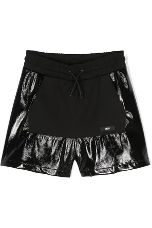 DKNY Logo-tag high-shine shorts