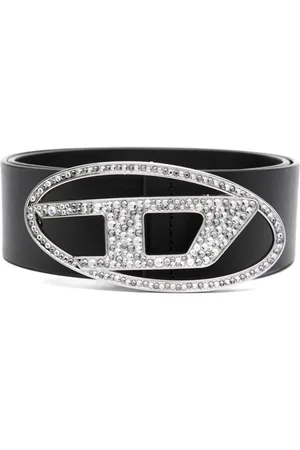 Diesel Rhinestone-logo leather belt