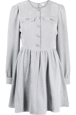 B+AB Metallic-threading long-sleeved minidress