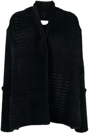 GENNY Faux-fur trim high-low cardigan