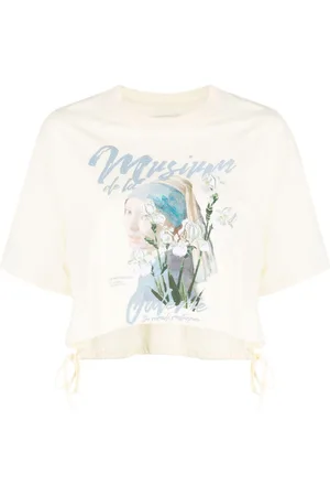 Musium Div. Graphic-print cotton cropped T-shirt