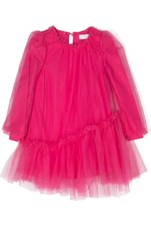 MONNALISA Asymmetric tulle midi dress
