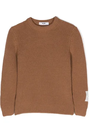 Msgm Intarsia-knit logo crew-neck jumper