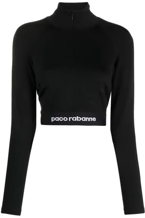 Paco rabanne Logo-underband half-zip crop top