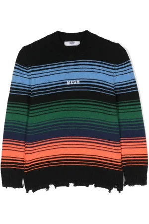 Msgm Logo-embroidered raw-cut edge jumper