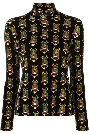 La DoubleJ Scarab-motif velvet T-shirt