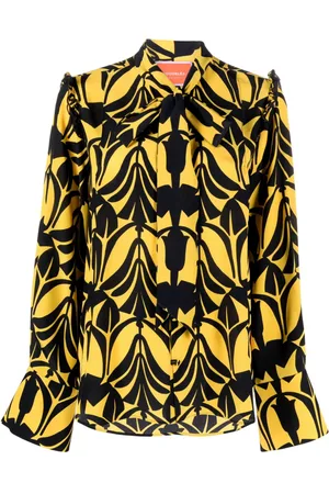 La DoubleJ Ascot floral-pattern silk shirt
