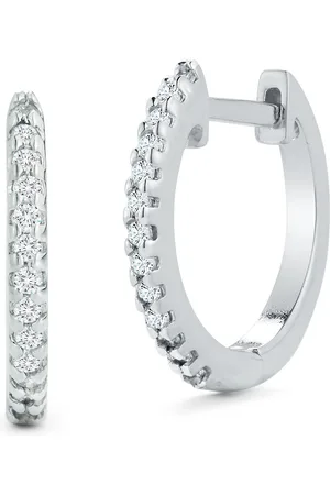 Mateo 14kt white gold 12mm diamond huggie hoops