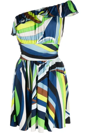 Puccini Iride-print one-shoulder minidress
