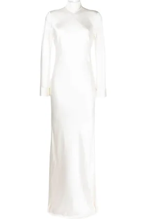 Michelle Mason Open-back long-sleeve gown dress