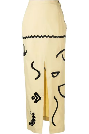 Nanushka Motif-print high-slit midi skirt