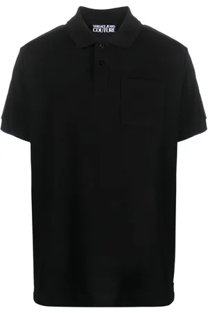 VERSACE Logo-tape cotton polo shirt