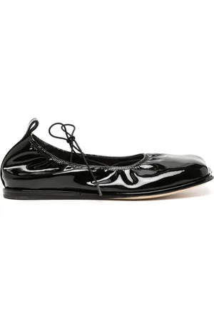 Simone Rocha bow-embellished leather ballerina shoes - Black