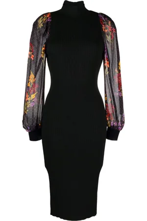 Twin-Set Floral-print ribbed-knit dress