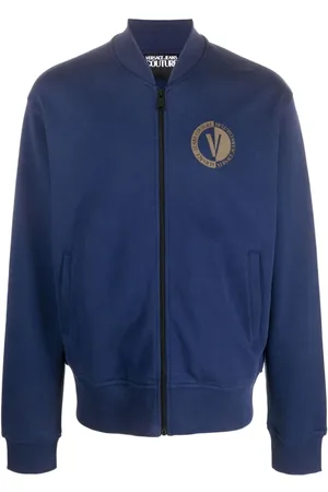 VERSACE Logo-print cotton bomber jacket