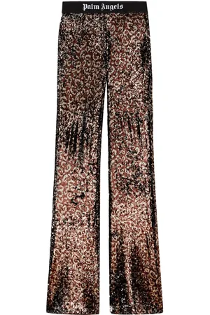 Palm Angels Logo-tape sequin flared trousers