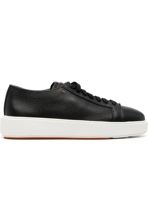santoni Polished-finish lace-up sneakers