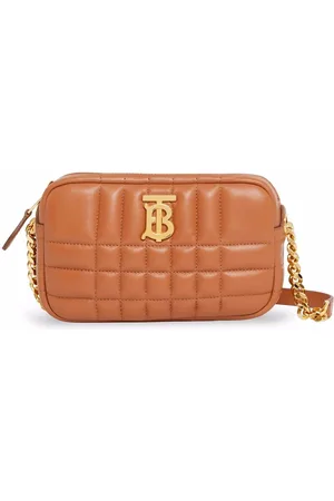 BURBERRY: Lola quilted leather bag with monogram - Orange