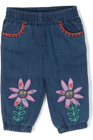 Stella McCartney Floral-embroidered tapered-leg jeans