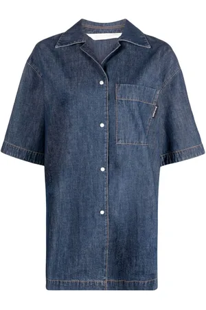 Palm Angels Camp-collar denim shirt