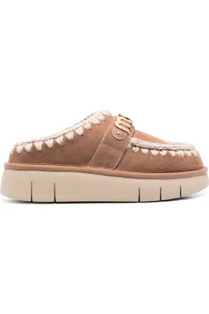 Mou Logo-appliqué suede mules