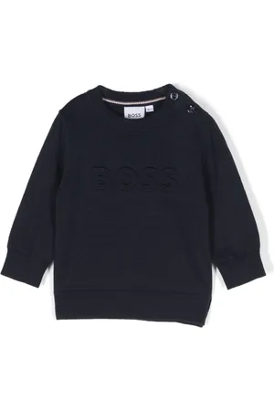HUGO BOSS Logo-embossed cotton crew-neck jumper